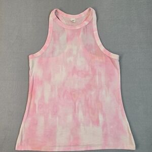 Old Navy Active Women Medium Pink Tie Dye Ribbed Tank Top Sleeveless Athletic